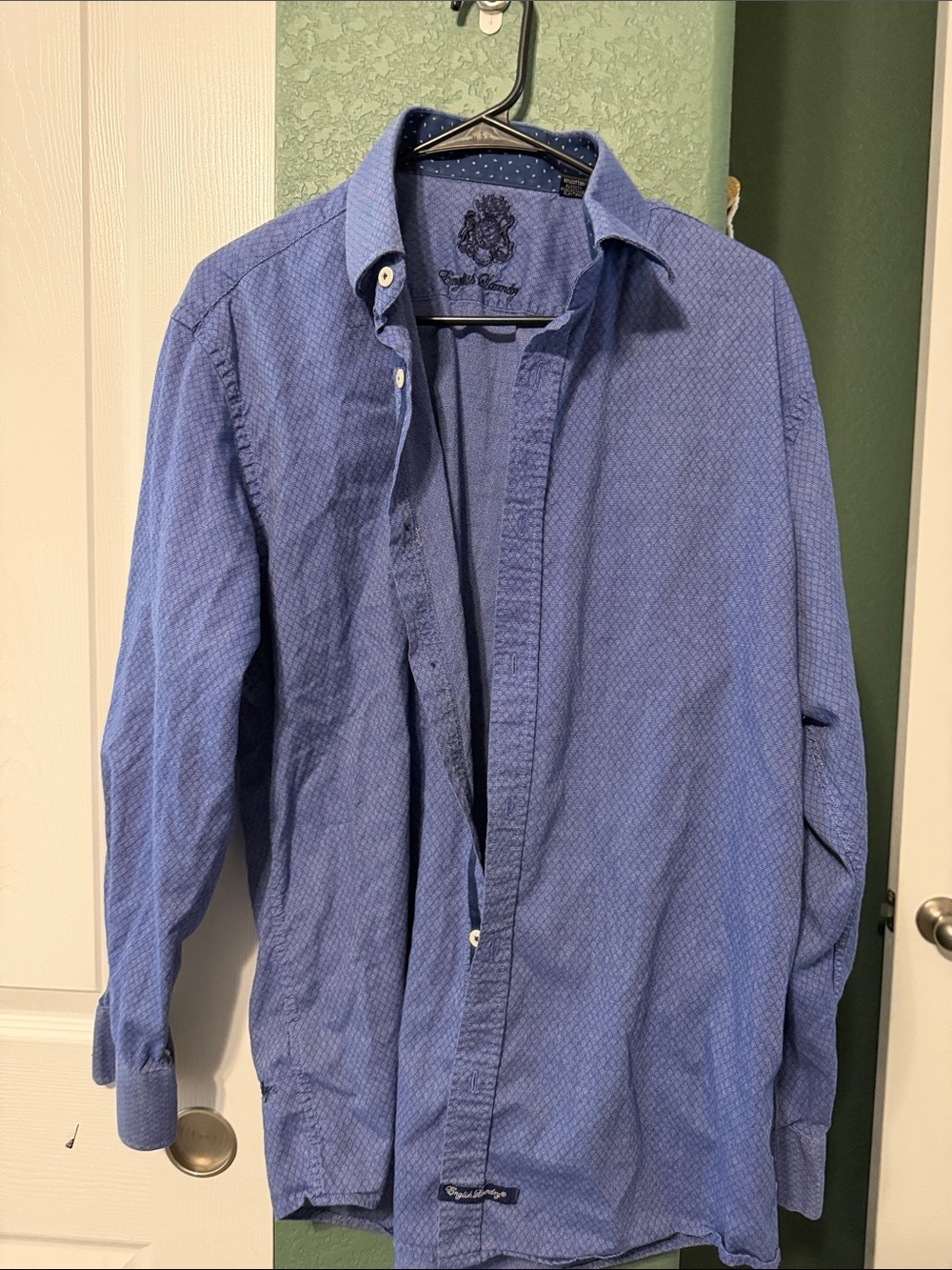 English Laundry Men's Blue Textured Button-Down Shirt